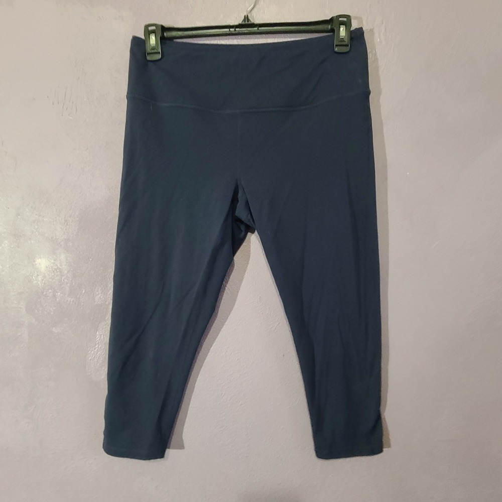 prAna Cropped Active Leggings Women XL Navy Blue Supplex Lycra Athletic Capri